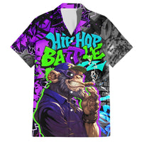Hip Hop Battle Family Matching Off The Shoulder Long Sleeve Dress and Hawaiian Shirt Smoking Ape Character and Purple Green Graffiti Street Art Design - Wonder Print Shop