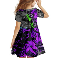 Hip Hop Battle Family Matching Off Shoulder Maxi Dress and Hawaiian Shirt Smoking Ape Character and Purple Green Graffiti Street Art Design - Wonder Print Shop