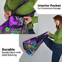 Hip Hop Battle Grocery Bag Smoking Ape Character and Purple Green Graffiti Street Art Design - Wonder Print Shop