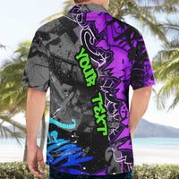 Hip Hop Battle Hawaiian Shirt Smoking Ape Character and Purple Green Graffiti Street Art Design - Wonder Print Shop