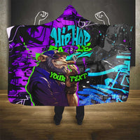 Hip Hop Battle Hooded Blanket Smoking Ape Character and Purple Green Graffiti Street Art Design - Wonder Print Shop
