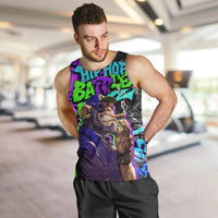 Hip Hop Battle Men Tank Top Smoking Ape Character and Purple Green Graffiti Street Art Design - Wonder Print Shop