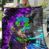 Hip Hop Battle Quilt Smoking Ape Character and Purple Green Graffiti Street Art Design - Wonder Print Shop