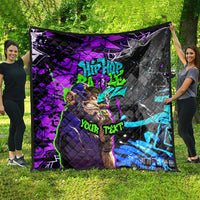 Hip Hop Battle Quilt Smoking Ape Character and Purple Green Graffiti Street Art Design - Wonder Print Shop