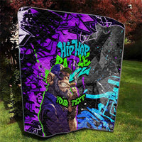 Hip Hop Battle Quilt Smoking Ape Character and Purple Green Graffiti Street Art Design - Wonder Print Shop