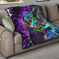 Hip Hop Battle Quilt Smoking Ape Character and Purple Green Graffiti Street Art Design - Wonder Print Shop