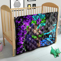 Hip Hop Battle Quilt Smoking Ape Character and Purple Green Graffiti Street Art Design - Wonder Print Shop