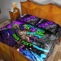 Hip Hop Battle Quilt Bed Set Smoking Ape Character and Purple Green Graffiti Street Art Design - Wonder Print Shop