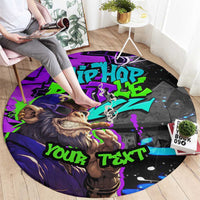 Hip Hop Battle Round Carpet Smoking Ape Character and Purple Green Graffiti Street Art Design - Wonder Print Shop
