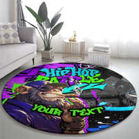Hip Hop Battle Round Carpet Smoking Ape Character and Purple Green Graffiti Street Art Design - Wonder Print Shop