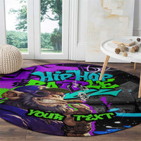 Hip Hop Battle Round Carpet Smoking Ape Character and Purple Green Graffiti Street Art Design - Wonder Print Shop