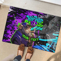 Hip Hop Battle Rubber Doormat Smoking Ape Character and Purple Green Graffiti Street Art Design - Wonder Print Shop