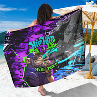 Hip Hop Battle Sarong Smoking Ape Character and Purple Green Graffiti Street Art Design - Wonder Print Shop