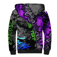 Hip Hop Battle Sherpa Hoodie Smoking Ape Character and Purple Green Graffiti Street Art Design - Wonder Print Shop