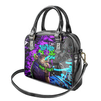 Hip Hop Battle Shoulder Handbag Smoking Ape Character and Purple Green Graffiti Street Art Design - Wonder Print Shop