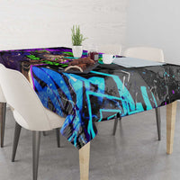 Hip Hop Battle Tablecloth Smoking Ape Character and Purple Green Graffiti Street Art Design - Wonder Print Shop
