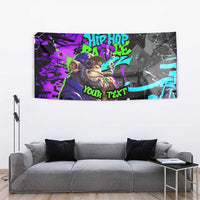 Hip Hop Battle Tapestry Smoking Ape Character and Purple Green Graffiti Street Art Design - Wonder Print Shop