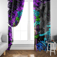 Hip Hop Battle Window Curtain Smoking Ape Character and Purple Green Graffiti Street Art Design - Wonder Print Shop