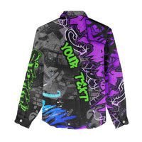 Hip Hop Battle Women Casual Shirt Smoking Ape Character and Purple Green Graffiti Street Art Design - Wonder Print Shop