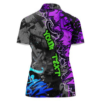 Hip Hop Battle Women Polo Shirt Smoking Ape Character and Purple Green Graffiti Street Art Design - Wonder Print Shop