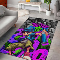 Hip Hop Battle Area Rug Spray Can Kid Character and Colorful Graffiti Street Art Design - Wonder Print Shop