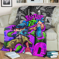 Hip Hop Battle Blanket Spray Can Kid Character and Colorful Graffiti Street Art Design - Wonder Print Shop