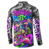 Hip Hop Battle Button Sweatshirt Spray Can Kid Character and Colorful Graffiti Street Art Design - Wonder Print Shop