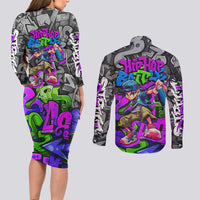 Hip Hop Battle Couples Matching Long Sleeve Bodycon Dress and Long Sleeve Button Shirt Spray Can Kid Character and Colorful Graffiti Street Art Design - Wonder Print Shop