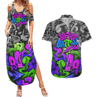 Hip Hop Battle Couples Matching Summer Maxi Dress and Hawaiian Shirt Spray Can Kid Character and Colorful Graffiti Street Art Design - Wonder Print Shop