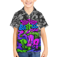 Hip Hop Battle Family Matching Long Sleeve Bodycon Dress and Hawaiian Shirt Spray Can Kid Character and Colorful Graffiti Street Art Design - Wonder Print Shop