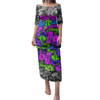 Hip Hop Battle Family Matching Puletasi and Hawaiian Shirt Spray Can Kid Character and Colorful Graffiti Street Art Design - Wonder Print Shop