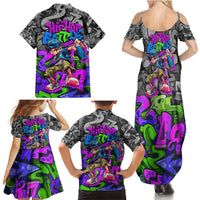 Hip Hop Battle Family Matching Summer Maxi Dress and Hawaiian Shirt Spray Can Kid Character and Colorful Graffiti Street Art Design - Wonder Print Shop
