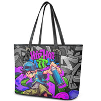Hip Hop Battle Leather Tote Bag Spray Can Kid Character and Colorful Graffiti Street Art Design - Wonder Print Shop
