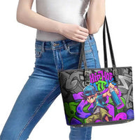 Hip Hop Battle Leather Tote Bag Spray Can Kid Character and Colorful Graffiti Street Art Design - Wonder Print Shop
