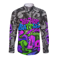Hip Hop Battle Long Sleeve Button Shirt Spray Can Kid Character and Colorful Graffiti Street Art Design - Wonder Print Shop