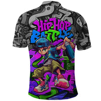 Hip Hop Battle Polo Shirt Spray Can Kid Character and Colorful Graffiti Street Art Design - Wonder Print Shop