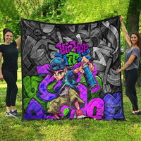 Hip Hop Battle Quilt Spray Can Kid Character and Colorful Graffiti Street Art Design - Wonder Print Shop