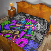Hip Hop Battle Quilt Spray Can Kid Character and Colorful Graffiti Street Art Design - Wonder Print Shop