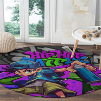 Hip Hop Battle Round Carpet Spray Can Kid Character and Colorful Graffiti Street Art Design - Wonder Print Shop