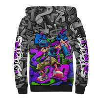 Hip Hop Battle Sherpa Hoodie Spray Can Kid Character and Colorful Graffiti Street Art Design - Wonder Print Shop