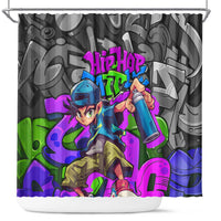 Hip Hop Battle Shower Curtain Spray Can Kid Character and Colorful Graffiti Street Art Design - Wonder Print Shop