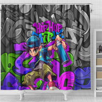 Hip Hop Battle Shower Curtain Spray Can Kid Character and Colorful Graffiti Street Art Design - Wonder Print Shop
