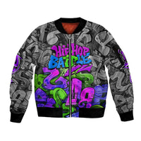 Hip Hop Battle Sleeve Zip Bomber Jacket Spray Can Kid Character and Colorful Graffiti Street Art Design - Wonder Print Shop