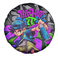 Hip Hop Battle Spare Tire Cover Spray Can Kid Character and Colorful Graffiti Street Art Design - Wonder Print Shop