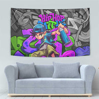 Hip Hop Battle Tapestry Spray Can Kid Character and Colorful Graffiti Street Art Design - Wonder Print Shop