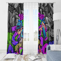 Hip Hop Battle Window Curtain Spray Can Kid Character and Colorful Graffiti Street Art Design - Wonder Print Shop