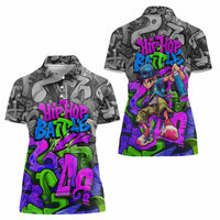 Hip Hop Battle Women Polo Shirt Spray Can Kid Character and Colorful Graffiti Street Art Design - Wonder Print Shop