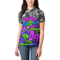 Hip Hop Battle Women Polo Shirt Spray Can Kid Character and Colorful Graffiti Street Art Design - Wonder Print Shop