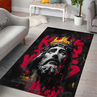 Jesus Graffiti Design Area Rug Crowned Portrait and Urban Street Art Style in Red Yellow Black Theme - Wonder Print Shop