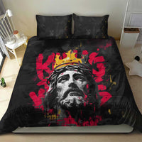 Jesus Graffiti Design Bedding Set Crowned Portrait and Urban Street Art Style in Red Yellow Black Theme - Wonder Print Shop